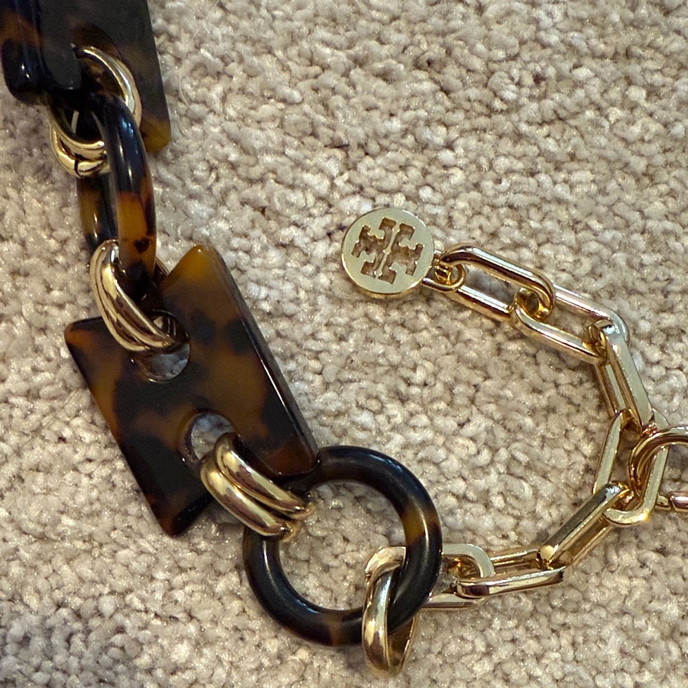 Tory Burch Tortoiseshell and Gold Chain Belt - Picture 2 of 4